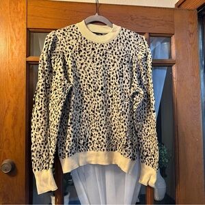 Who What Wear Cream and Black Animal Print Sweater